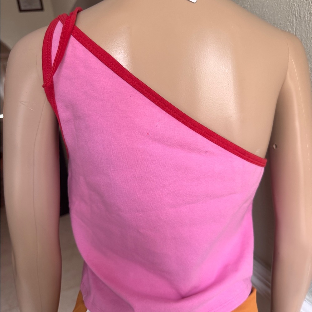 Urban outfitters large nwot Pink Asymmetrical Strap Top - Picture 3 of 6